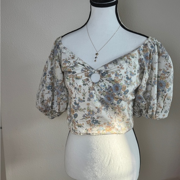 Abercrombie & fitch Floral Puff Sleeve Top size M - Picture 2 of 12